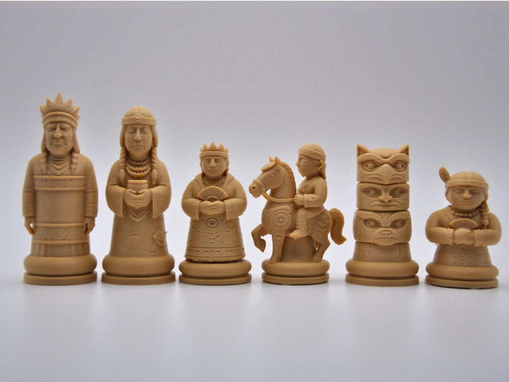 Indigene-Krieger-Schachfigurenset – komplettes 32-teiliges, 3D-gedrucktes PLA-Schachset | Geschenk für Schachfans | Made in Germany FehnFactory