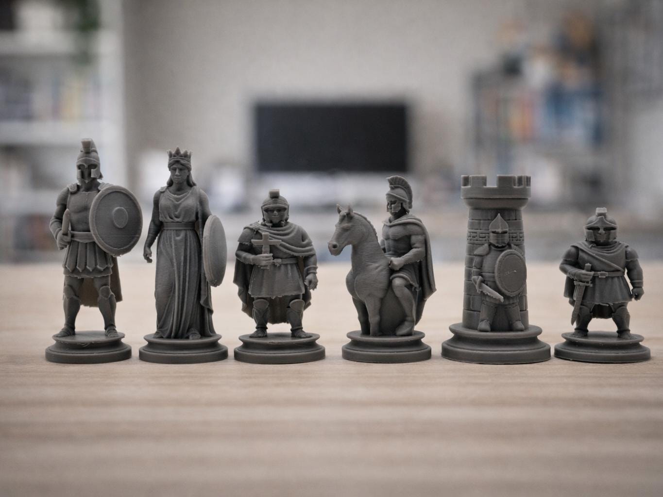 Sparta-Krieger-Schachfigurenset – komplettes 32-teiliges, 3D-gedrucktes PLA-Schachset | Geschenk für Schachfans | Made in Germany FehnFactory