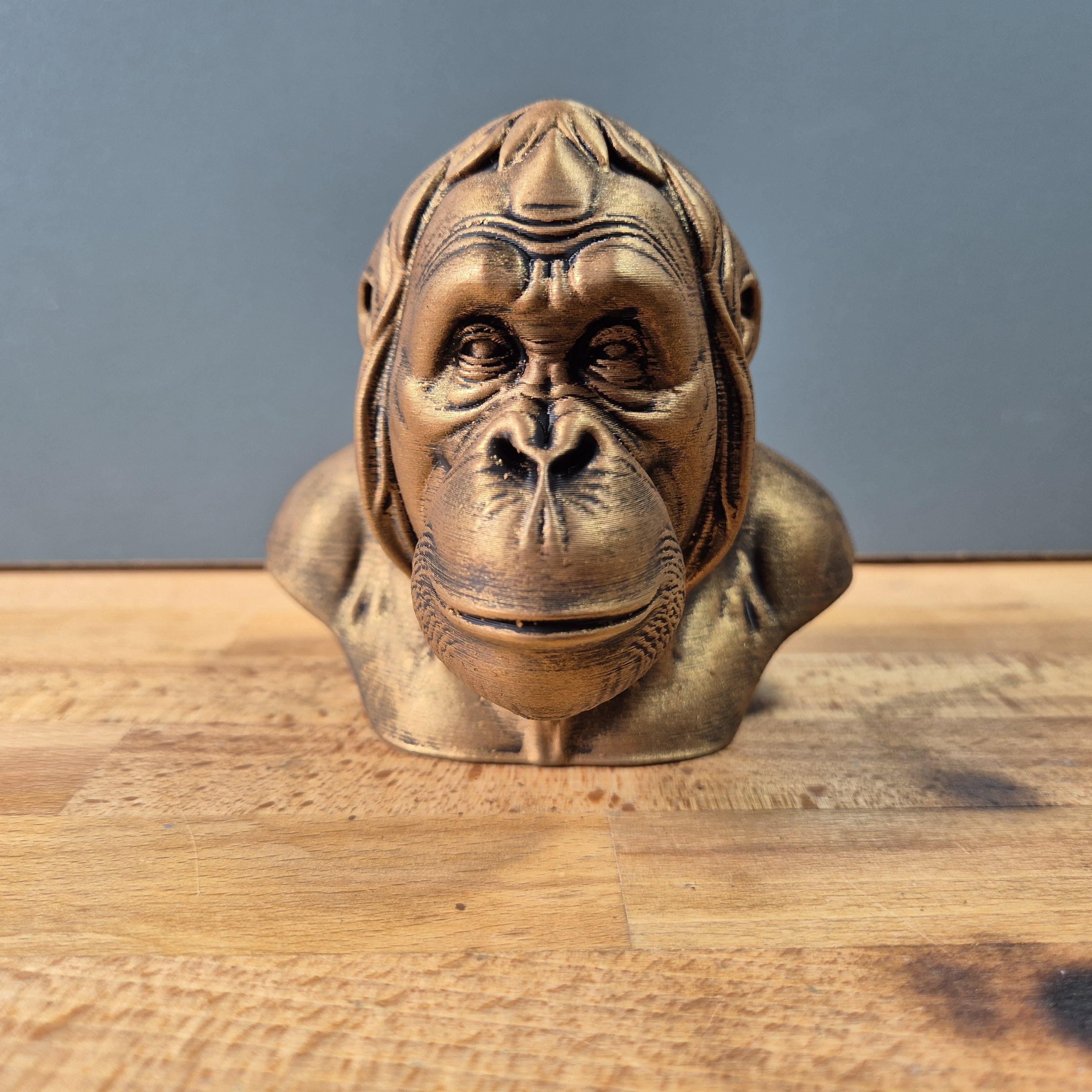 Orang-Utan – detailreiche Affenbüste mit breiter Schnauze und langen Haarsträhnen | 19 Farben & 3 Größen | Made in Germany