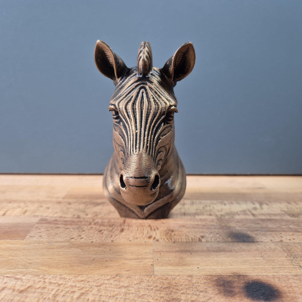 Zebra – detailreiche Tierbüste mit plastischem Streifenrelief und kurzer Mähne | 19 Farben & 3 Größen | Made in Germany