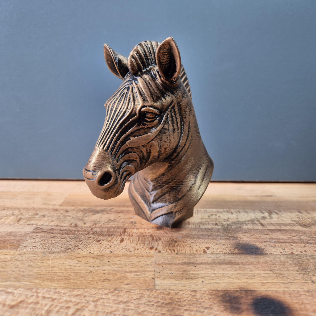 Zebra – detailreiche Tierbüste mit plastischem Streifenrelief und kurzer Mähne | 19 Farben & 3 Größen | Made in Germany