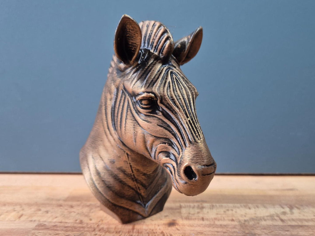 Zebra – detailreiche Tierbüste mit plastischem Streifenrelief und kurzer Mähne | 19 Farben & 3 Größen | Made in Germany