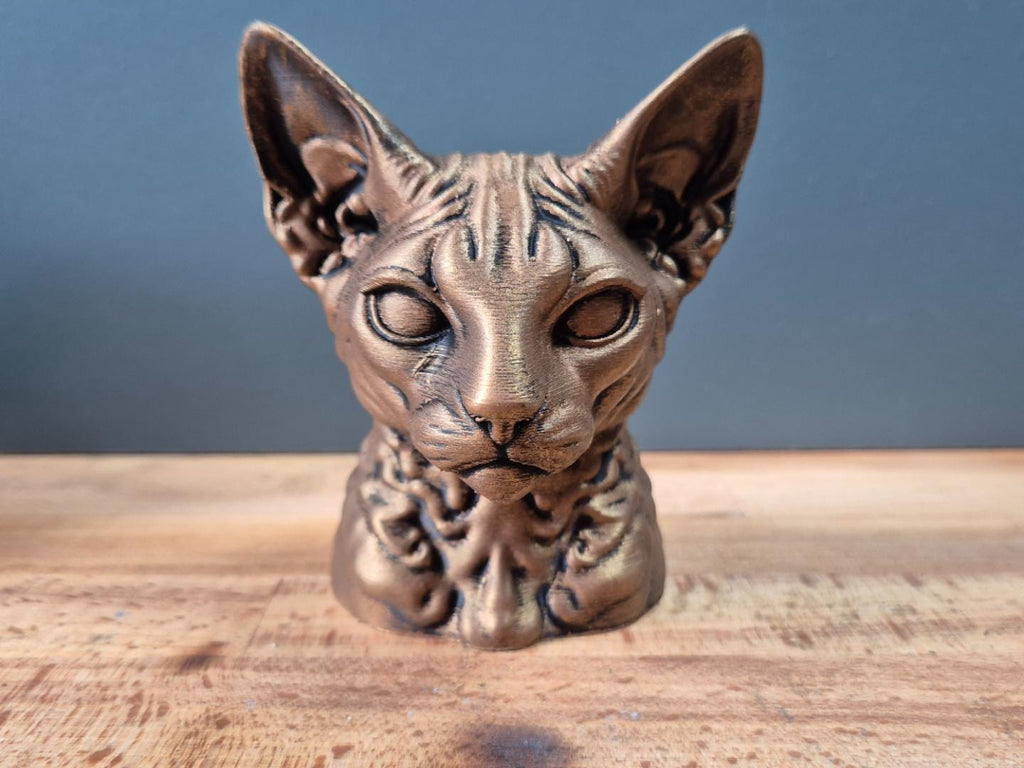 Cornish Rex – detailreiche Katzenbüste mit großen Ohren und gelocktem Fellrelief | 19 Farben & 3 Größen | Made in Germany