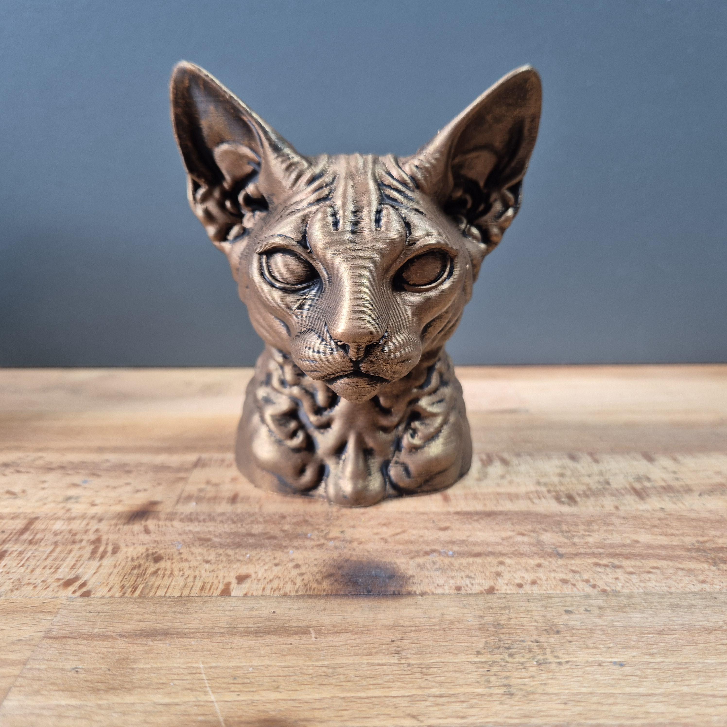 Cornish Rex – detailreiche Katzenbüste mit großen Ohren und gelocktem Fellrelief | 19 Farben & 3 Größen | Made in Germany