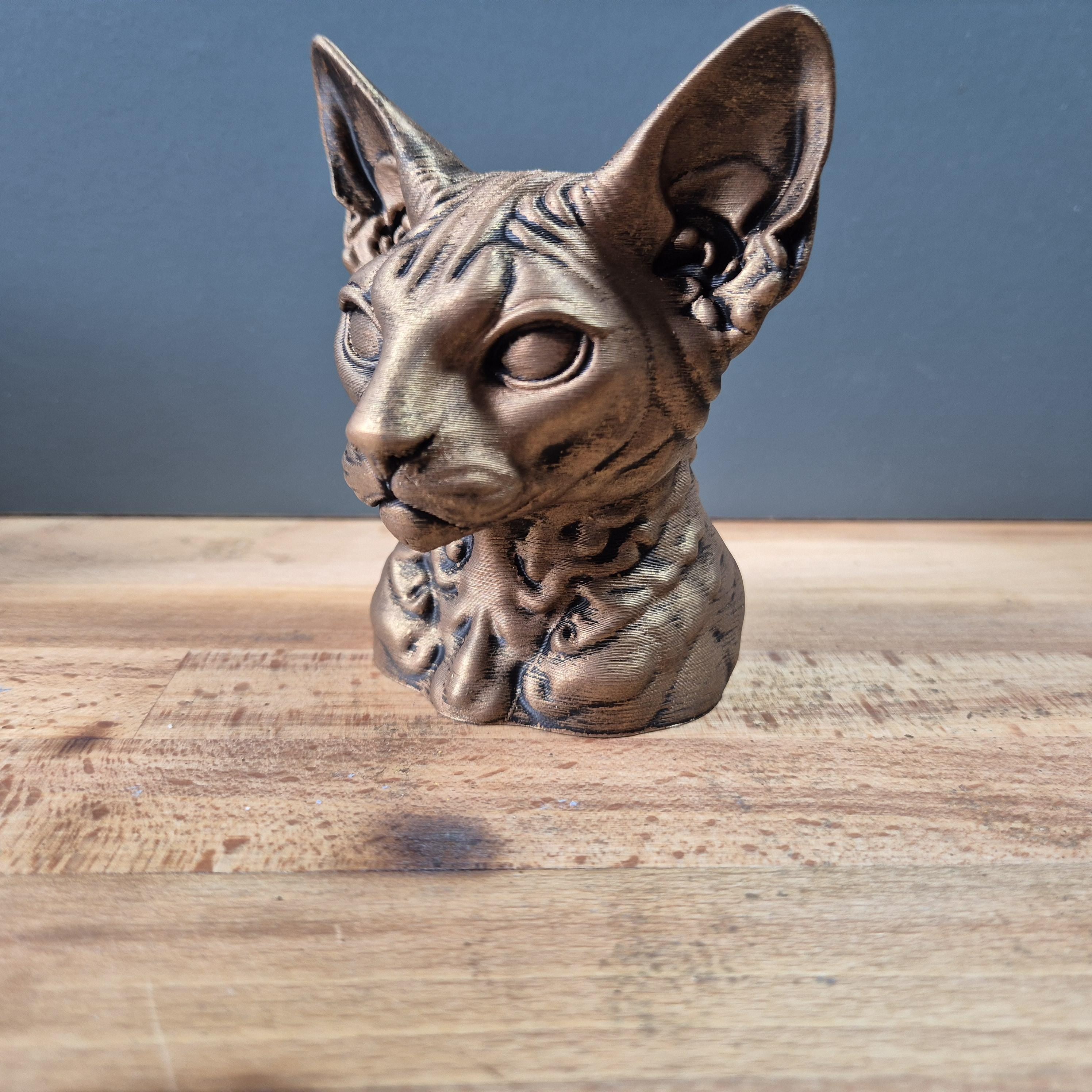 Cornish Rex – detailreiche Katzenbüste mit großen Ohren und gelocktem Fellrelief | 19 Farben & 3 Größen | Made in Germany