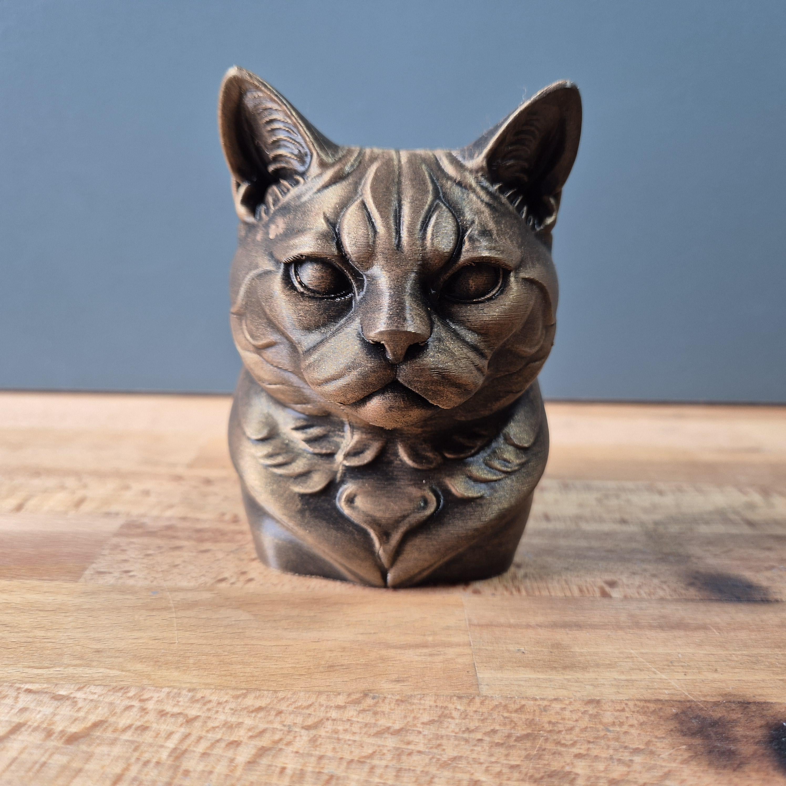 American Shorthair – detailreiche Katzenbüste mit plastischem Fellrelief | 19 Farben & 3 Größen | Made in Germany