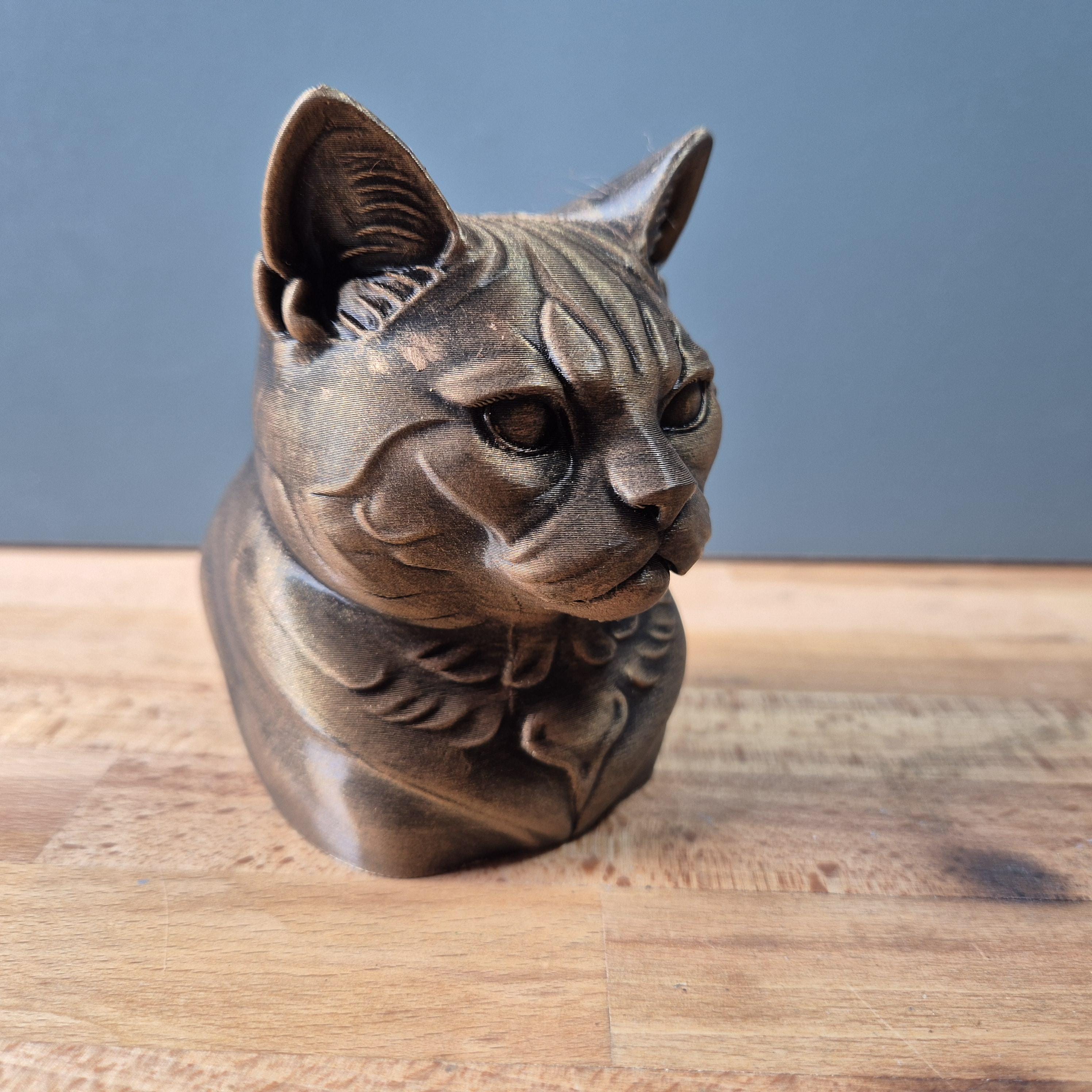 American Shorthair – detailreiche Katzenbüste mit plastischem Fellrelief | 19 Farben & 3 Größen | Made in Germany