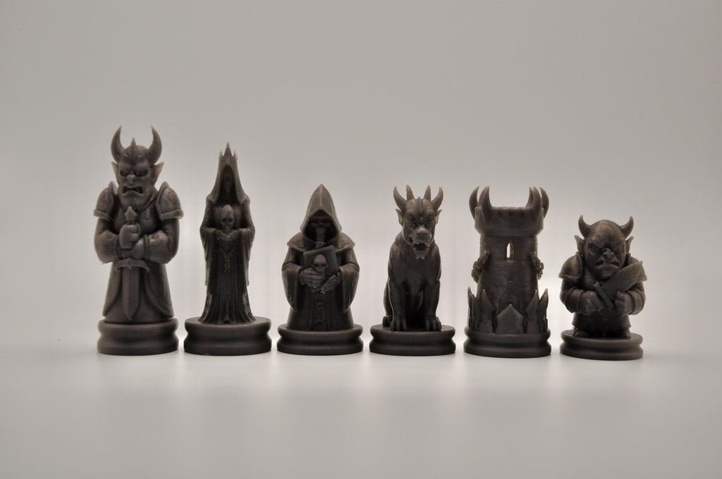 Unterwelt-Schachfigurenset – komplettes 32-teiliges, 3D-gedrucktes PLA-Schachset | Geschenk für Schachfans | Sammlerstück | Made in Germany