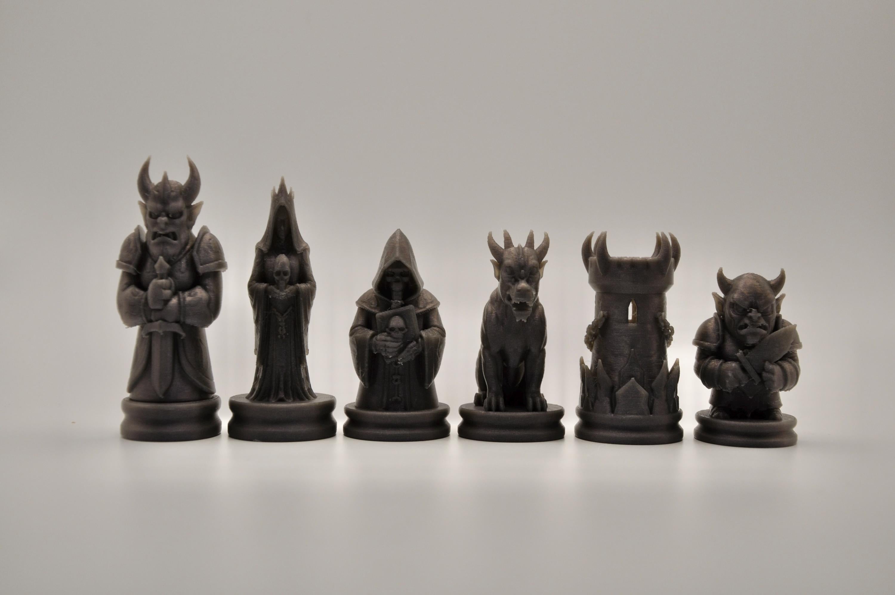 Unterwelt-Schachfigurenset – komplettes 32-teiliges, 3D-gedrucktes PLA-Schachset | Geschenk für Schachfans | Sammlerstück | Made in Germany