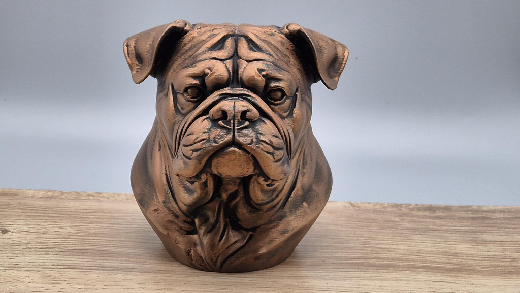 Australische Bulldogge – detailreiche Hundebüste mit markanter Faltenstruktur | 19 Farben & 3 Größen | Made in Germany