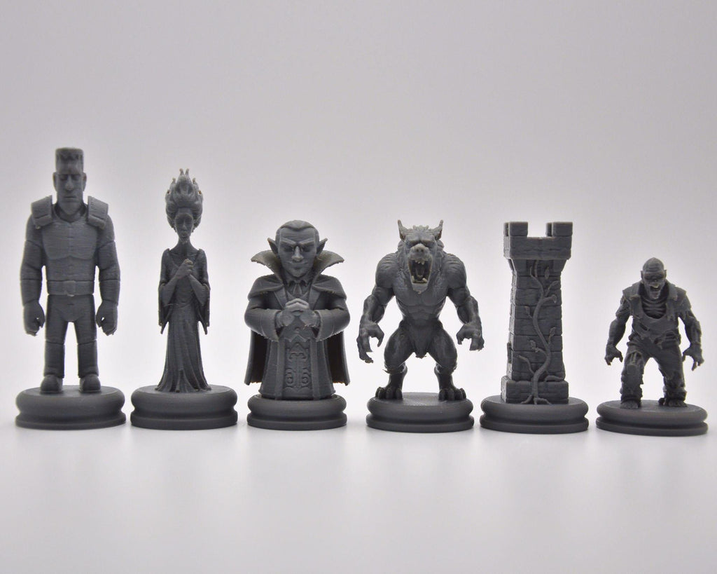 Monster-Schachfigurenset – komplettes 32-teiliges, 3D-gedrucktes PLA-Schachset | Geschenk für Schachfans | Sammlerstück | Made in Germany