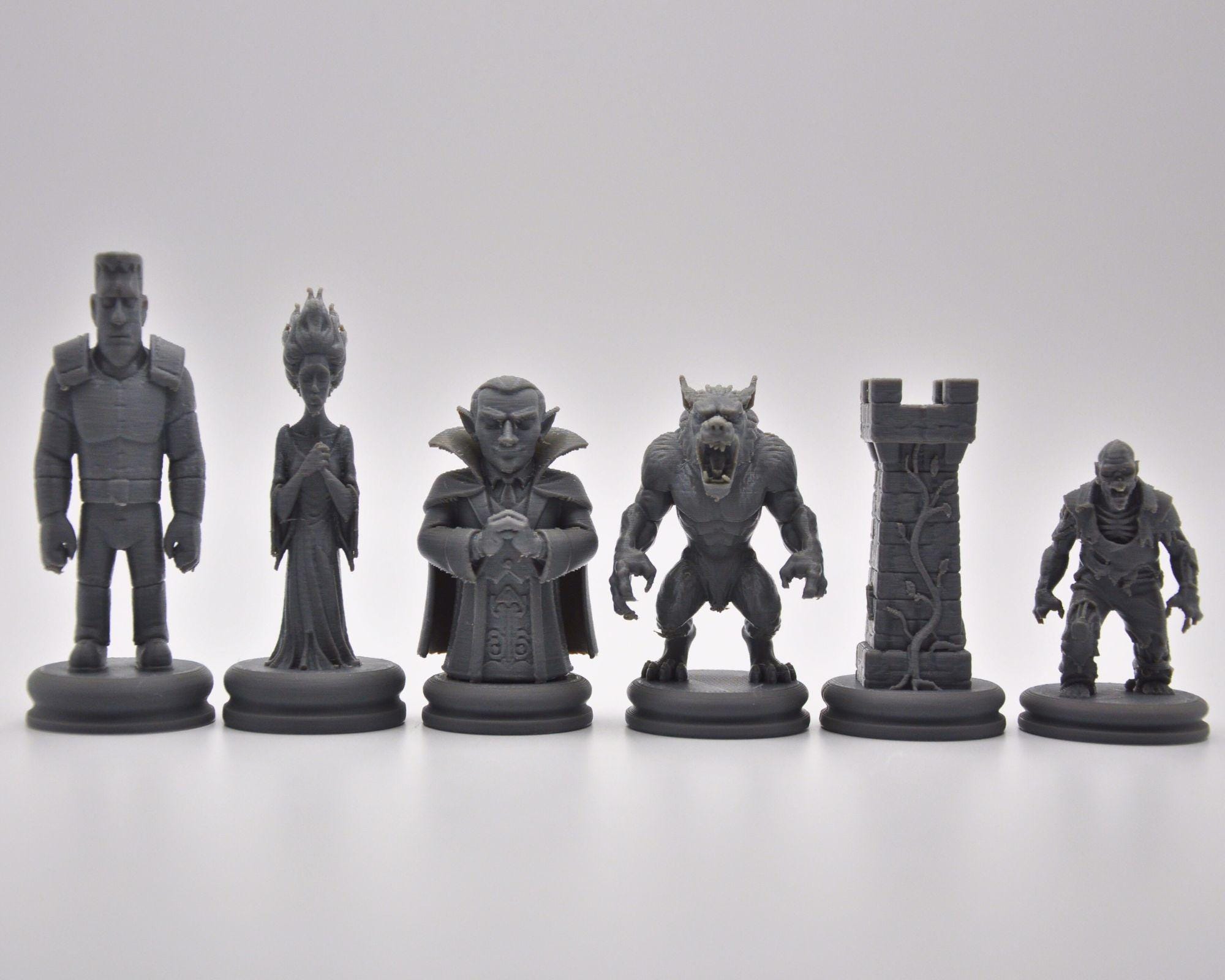 Monster-Schachfigurenset – komplettes 32-teiliges, 3D-gedrucktes PLA-Schachset | Geschenk für Schachfans | Sammlerstück | Made in Germany