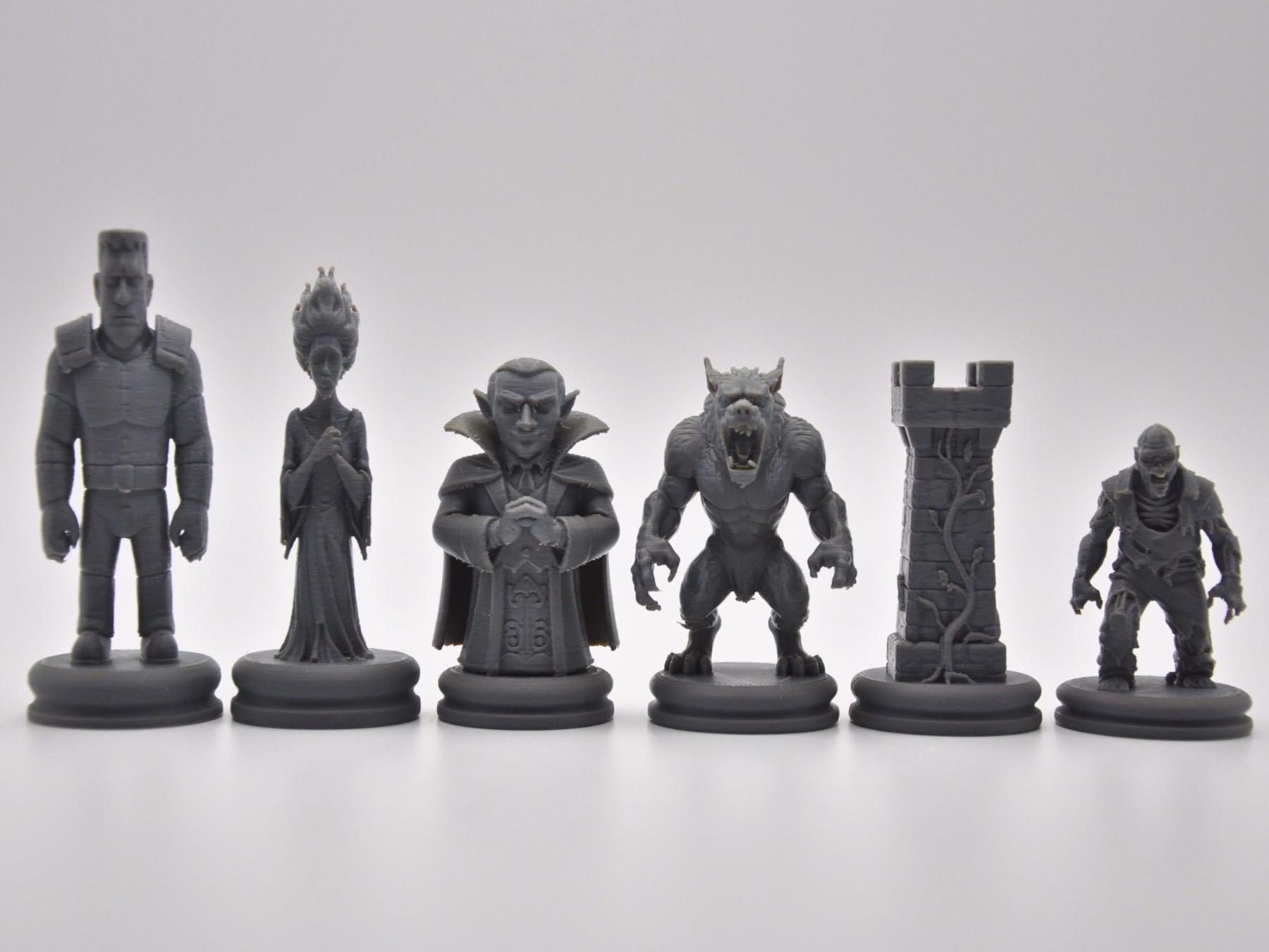 Monster-Schachfigurenset – komplettes 32-teiliges, 3D-gedrucktes PLA-Schachset | Geschenk für Schachfans | Sammlerstück | Made in Germany