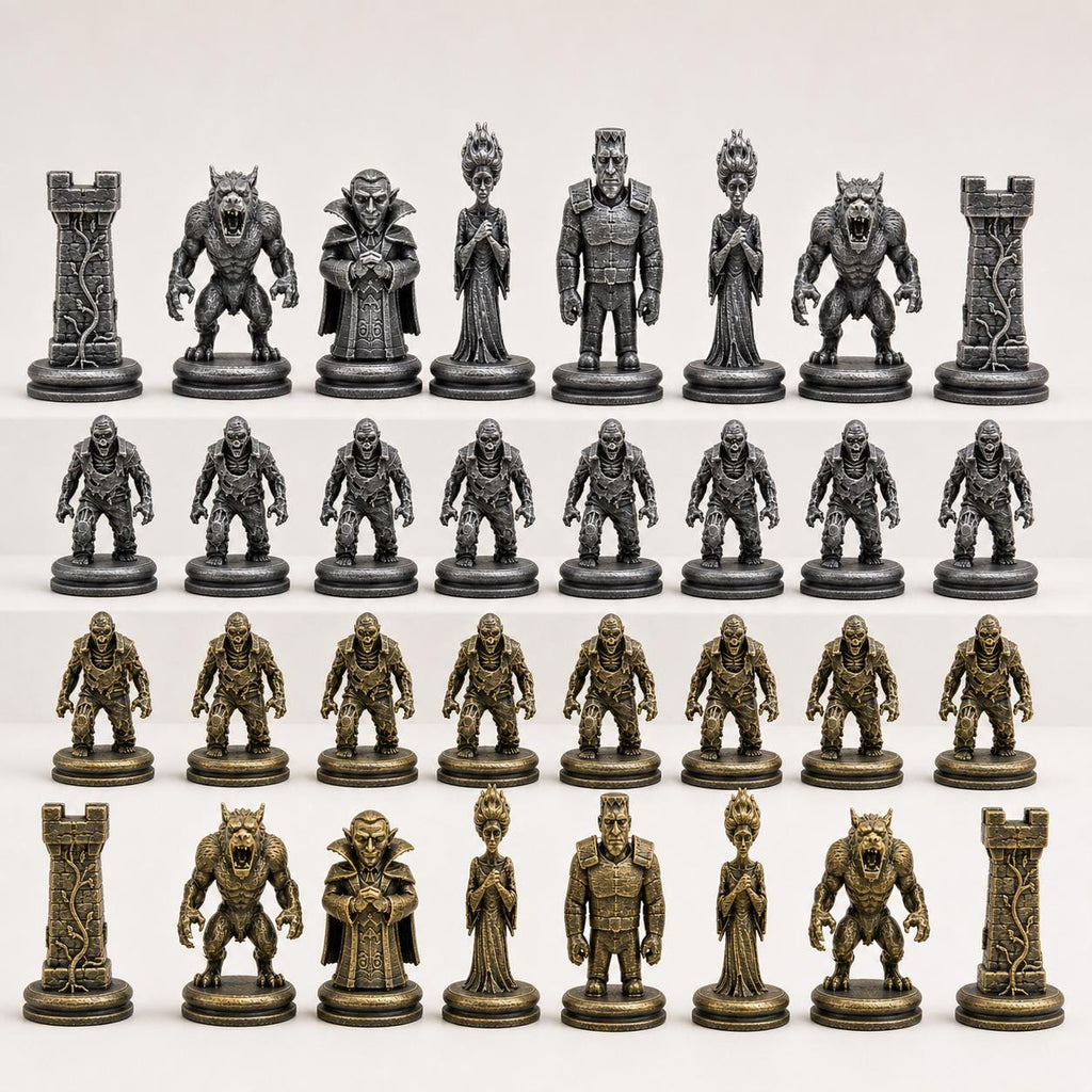 Monster-Schachfigurenset – komplettes 32-teiliges, 3D-gedrucktes PLA-Schachset | Geschenk für Schachfans | Sammlerstück | Made in Germany