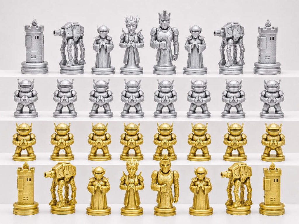 Technologie-Schachfigurenset – komplettes 32-teiliges, 3D-gedrucktes PLA-Schachset | Geschenk für Schachfans | Made in Germany