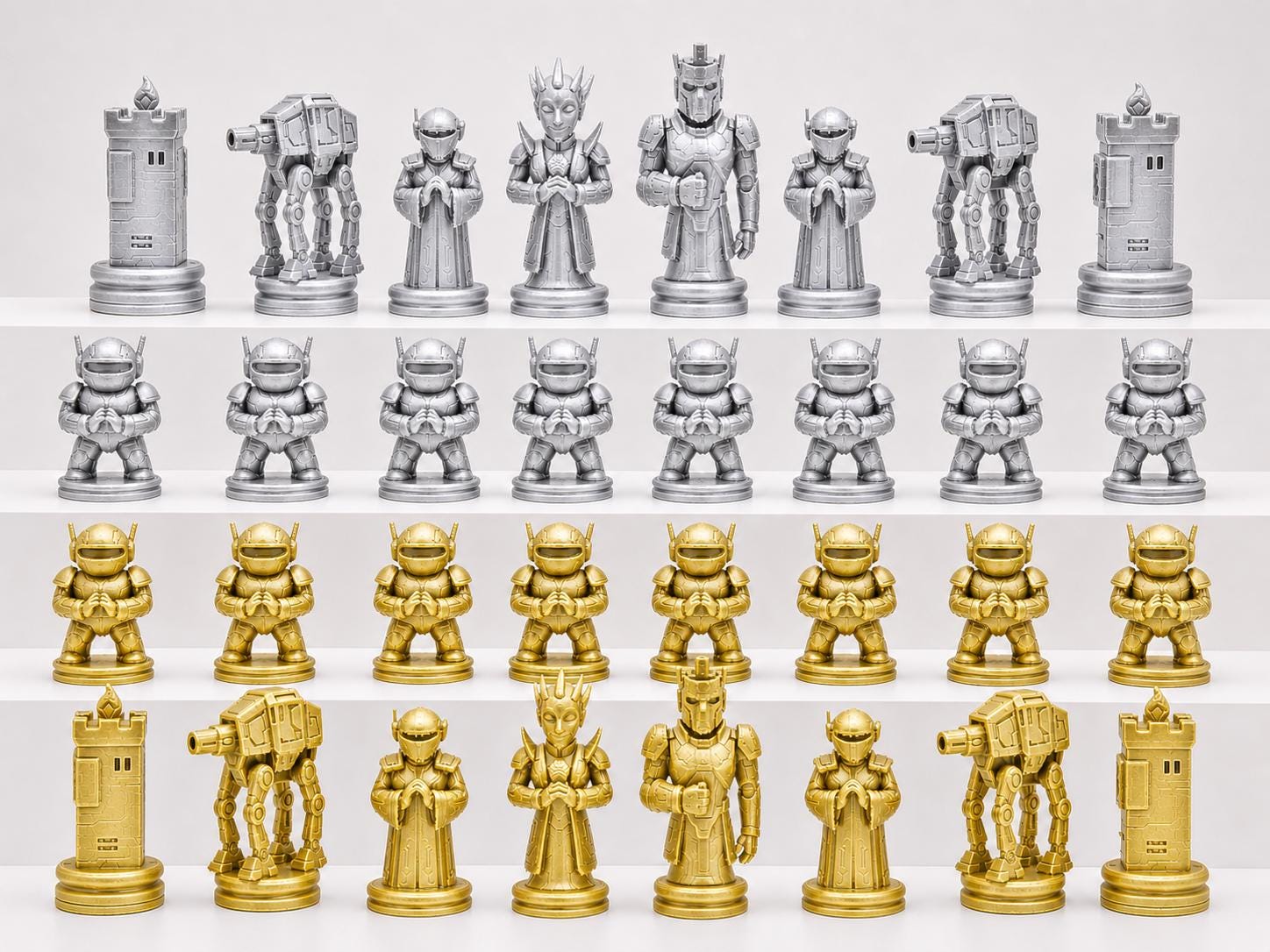 Technologie-Schachfigurenset – komplettes 32-teiliges, 3D-gedrucktes PLA-Schachset | Geschenk für Schachfans | Made in Germany