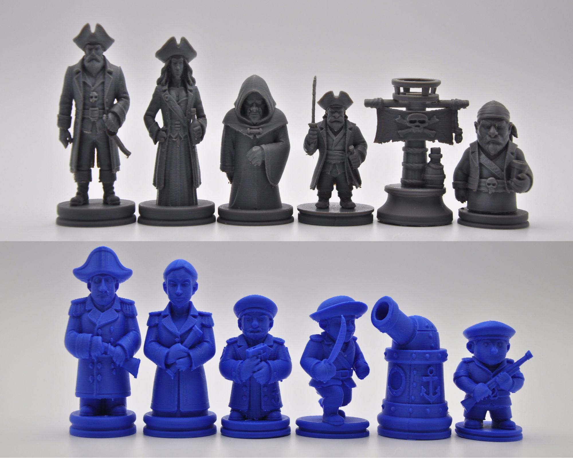 Marine-Schachfigurenset – komplettes 32-teiliges, 3D-gedrucktes PLA-Schachset | Geschenk für Schachfans | Sammlerstück | Made in Germany