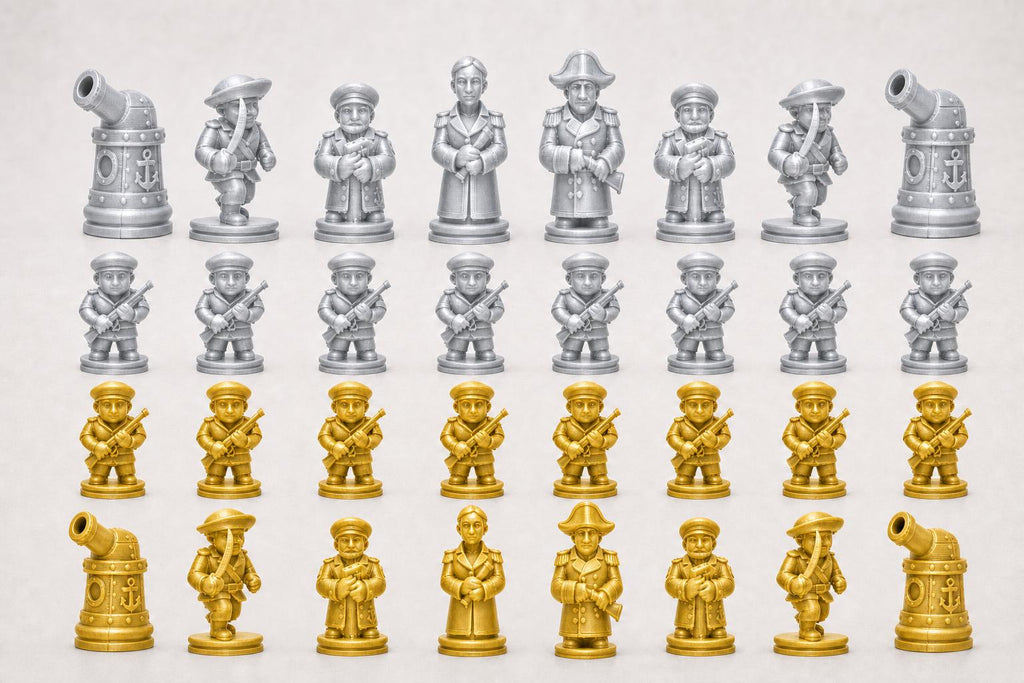 Marine-Schachfigurenset – komplettes 32-teiliges, 3D-gedrucktes PLA-Schachset | Geschenk für Schachfans | Sammlerstück | Made in Germany