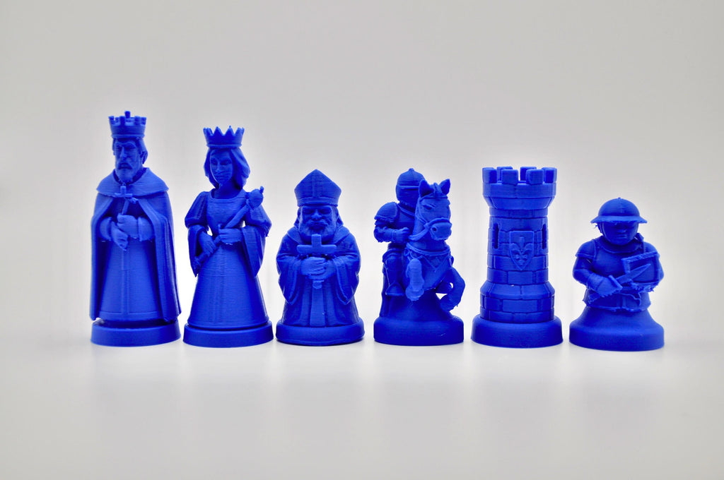 Altes-Ägypten-gegen-mittelalterliches-Europa-Schachfigurenset – komplettes 32-teiliges, 3D-gedrucktes PLA-Schachset | Made in Germany