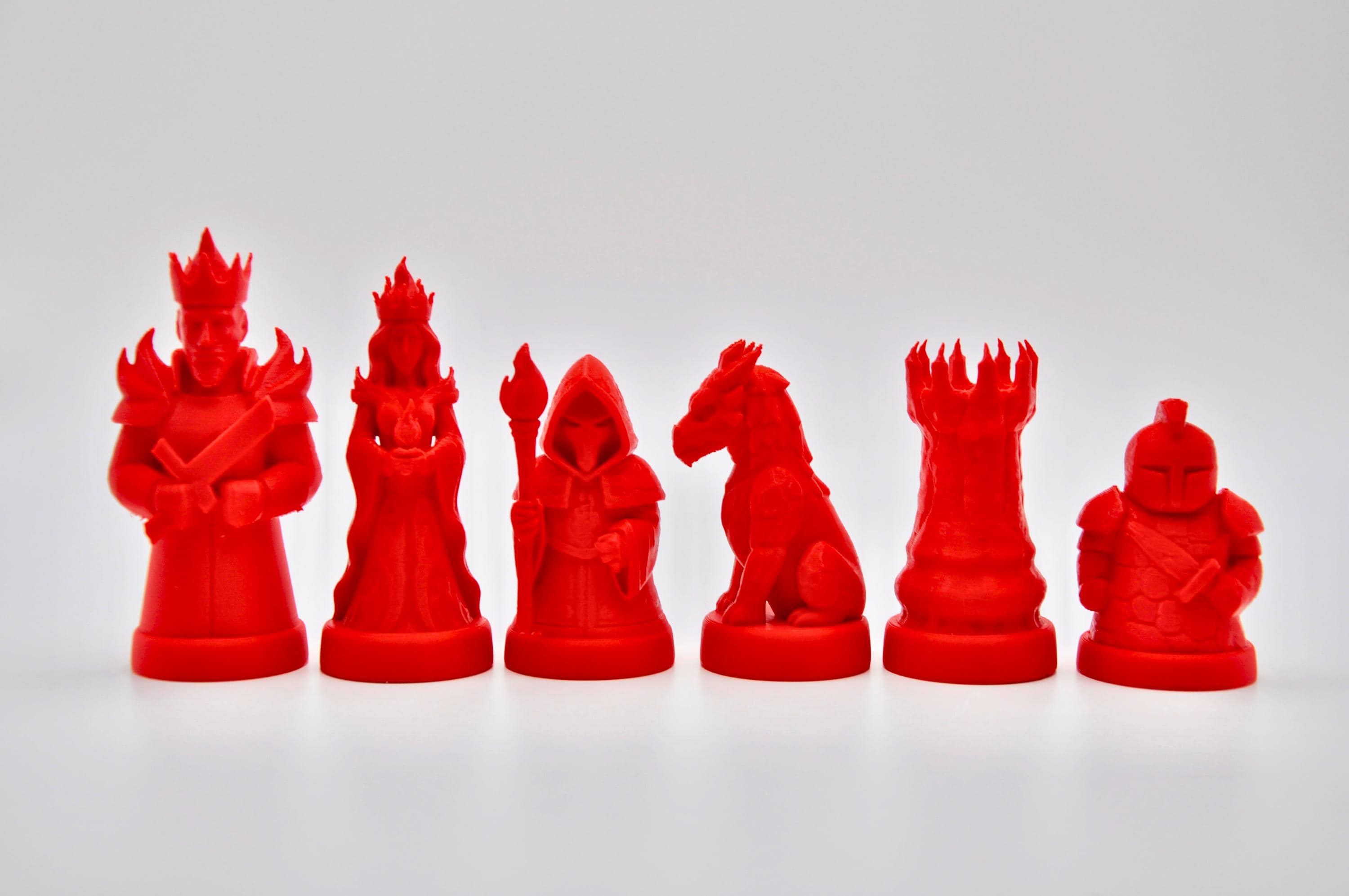 Feuer-gegen-Eis-Schachfigurenset – komplettes 32-teiliges, 3D-gedrucktes PLA-Schachset | Geschenk für Schachfans | Made in Germany
