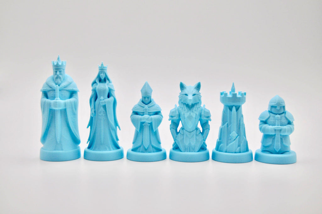 Feuer-gegen-Eis-Schachfigurenset – komplettes 32-teiliges, 3D-gedrucktes PLA-Schachset | Geschenk für Schachfans | Made in Germany