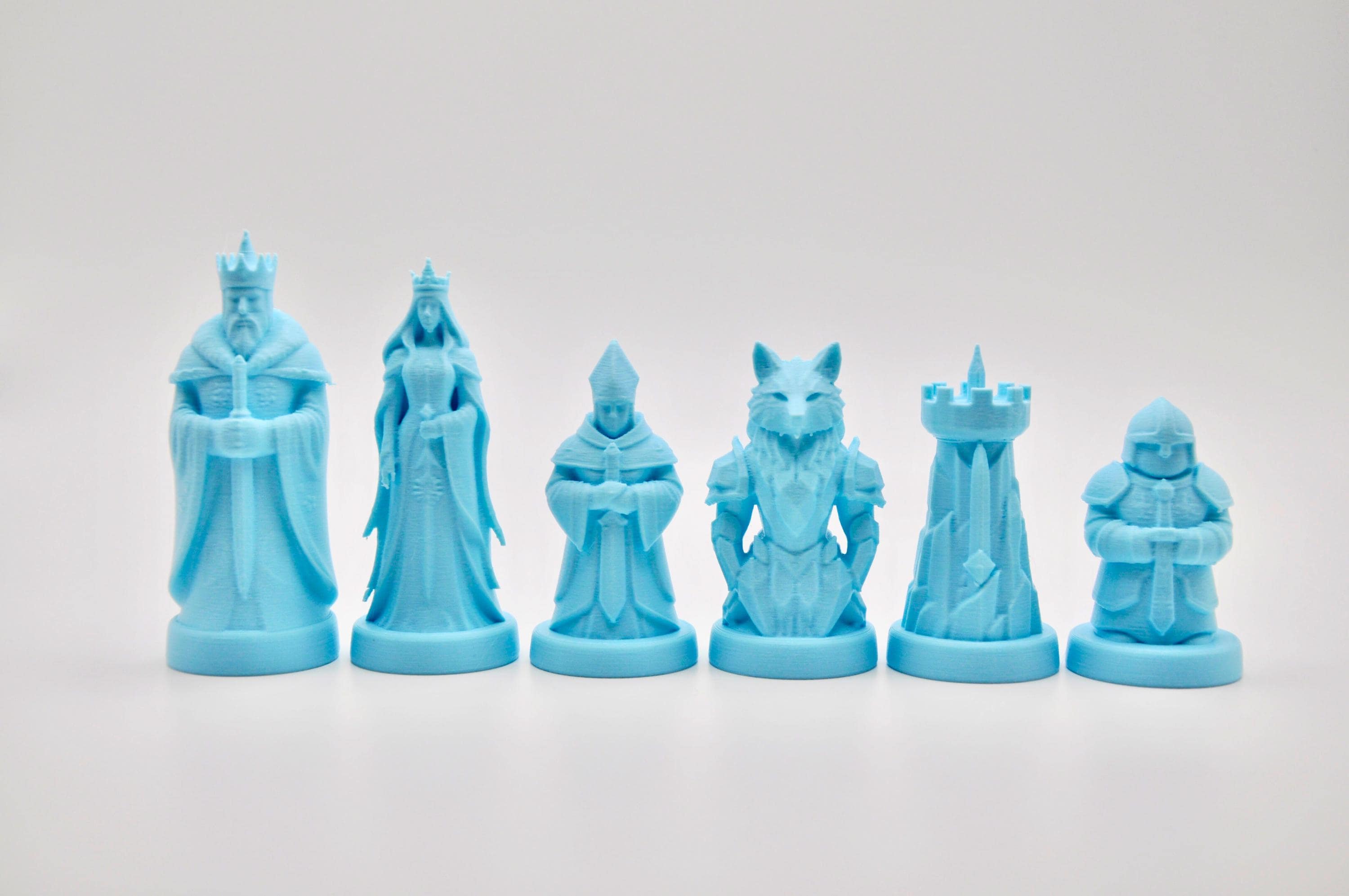 Feuer-gegen-Eis-Schachfigurenset – komplettes 32-teiliges, 3D-gedrucktes PLA-Schachset | Geschenk für Schachfans | Made in Germany