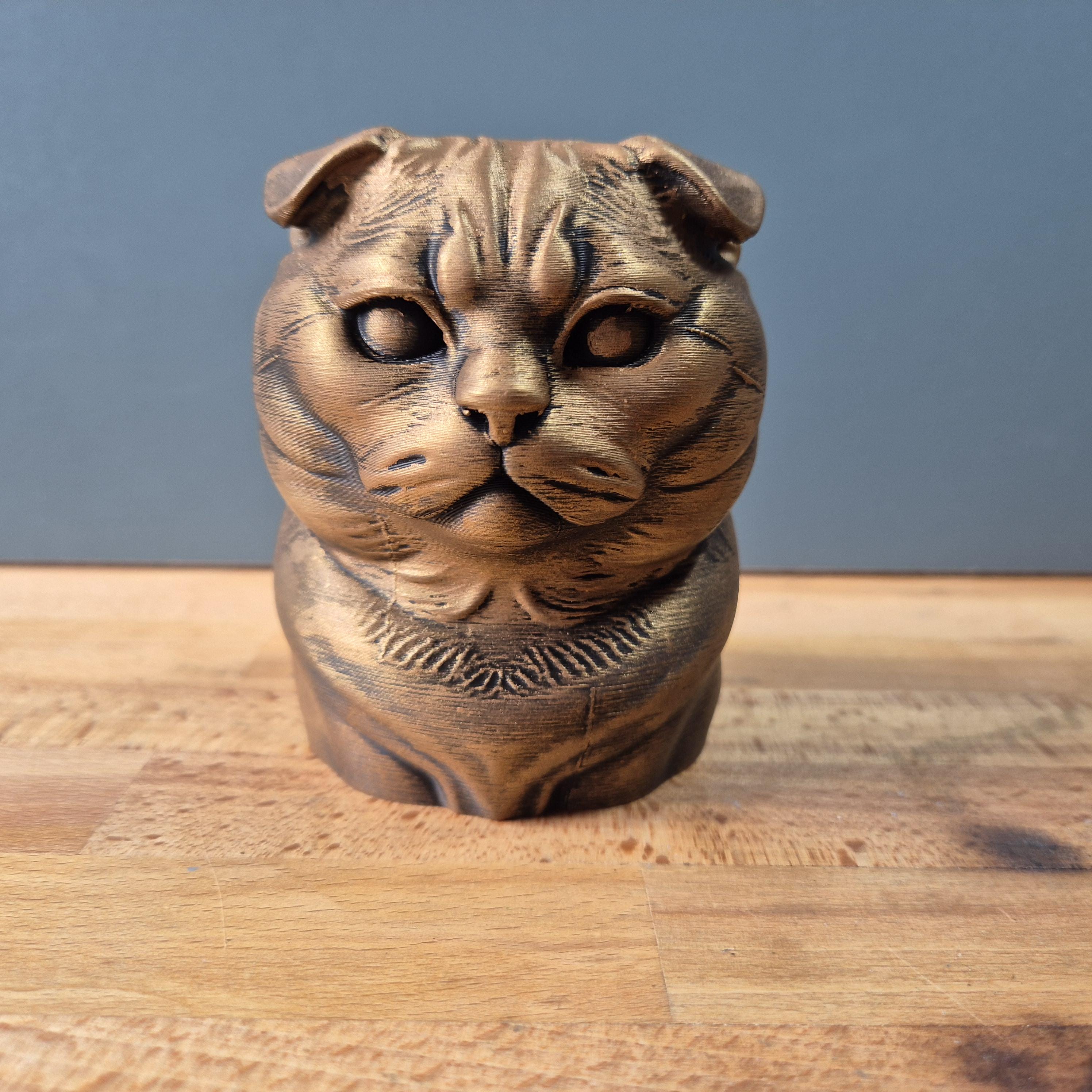 Scottish Fold Katze – kompakte Katzenbüste mit Faltohren | 19 Farben & 3 Größen | Made in Germany