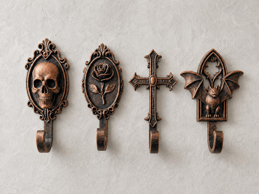 Gothic-Wandhaken-Set – 4 Haken für Schlüssel & Schmuck | 5 Größen, 7 Farben | 3D-Druck Made in Germany FehnFactory