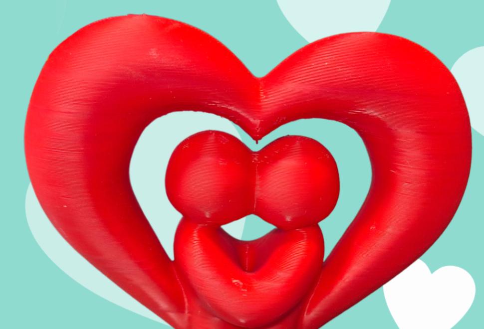 Valentins-Paarfigur im großen Herzrahmen | Romantische Liebesskulptur | 19 Farben & 3 Größen