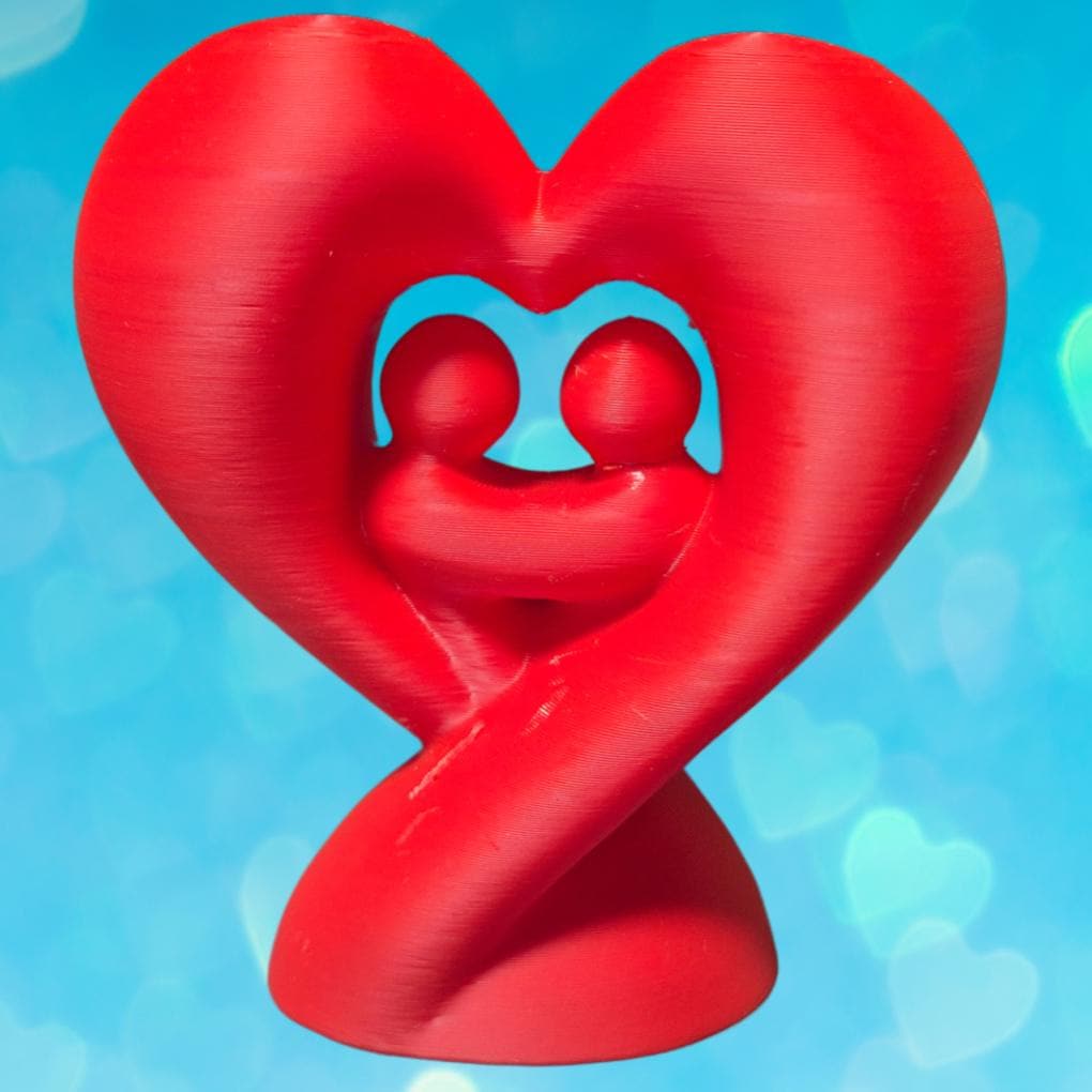 Valentins-Paarfigur mit Herzschleife | Abstrakte romantische Skulptur | 19 Farben & 3 Größen