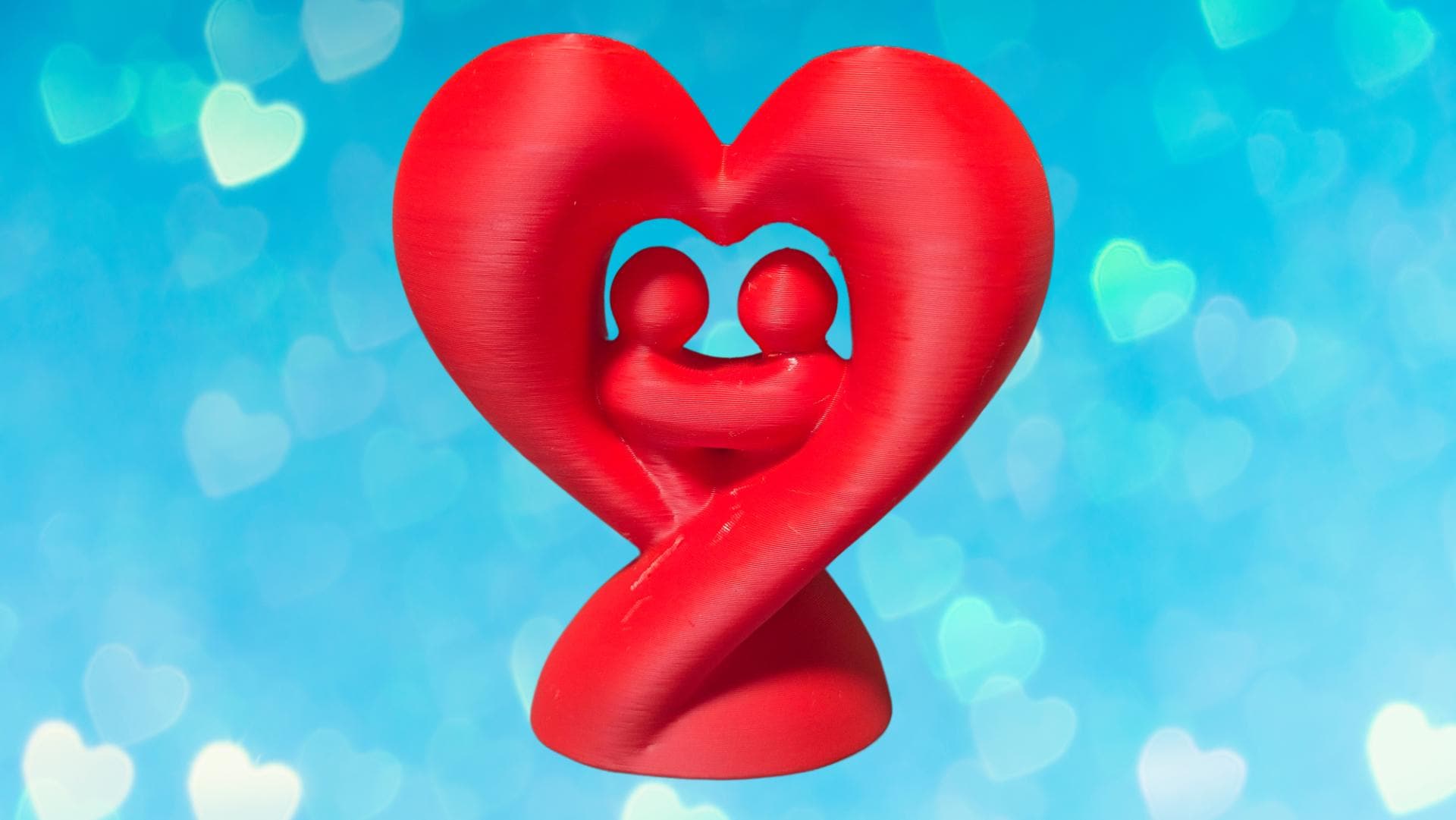 Valentins-Paarfigur mit Herzschleife | Abstrakte romantische Skulptur | 19 Farben & 3 Größen