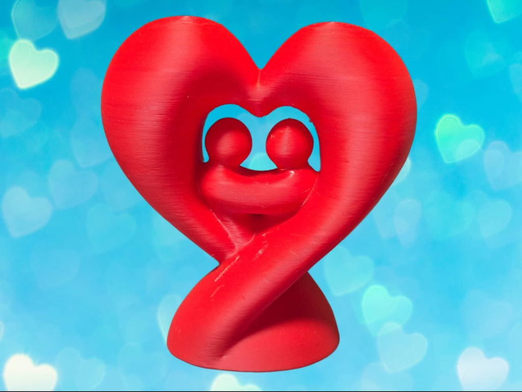 Valentins-Paarfigur mit Herzschleife | Abstrakte romantische Skulptur | 19 Farben & 3 Größen