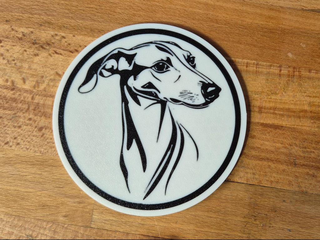 Greyhound-Untersetzer im 4er-Set – ca. 10 cm | feste Farbausführung | Made in Germany