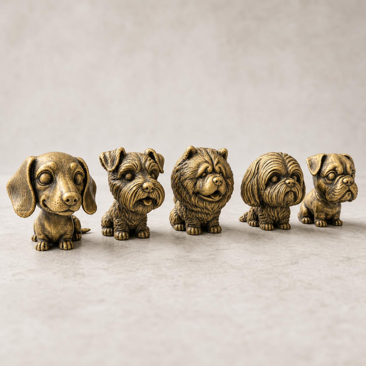 Wackelkopf-Hunde-Set – Dackel, Schnauzer, Chow-Chow, Shih Tzu & Mops | 5 Größen, 7 Farben, 3D-Druck FehnFactory