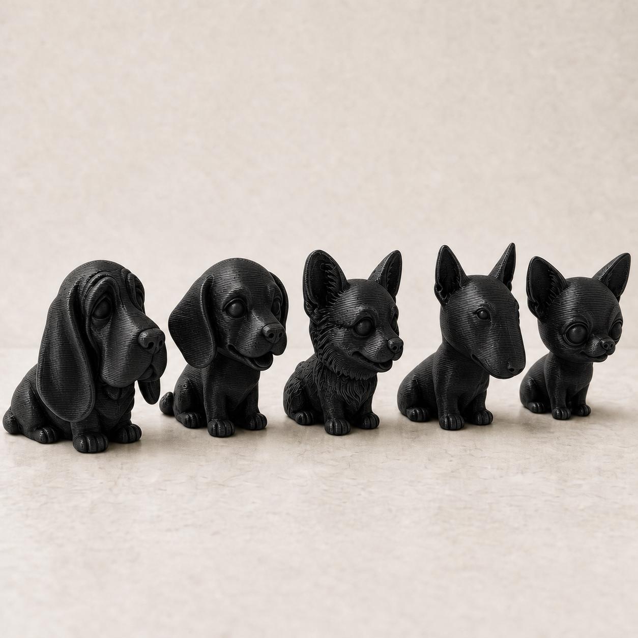 Wackelkopf-Welpen-Set – Basset Hound, Beagle, Chihuahua, Bullterrier & Corgi | 5 Größen, 7 Farben FehnFactory