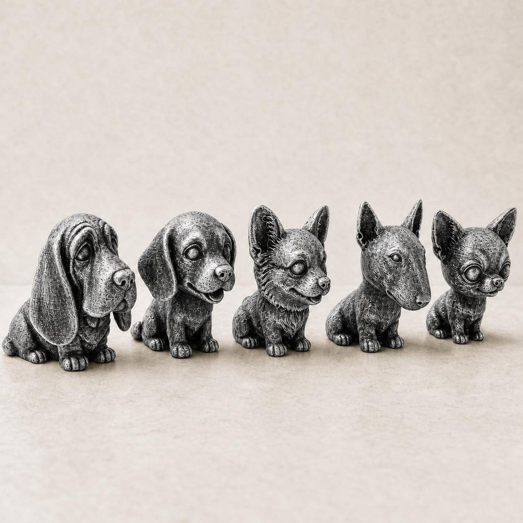 Wackelkopf-Welpen-Set – Basset Hound, Beagle, Chihuahua, Bullterrier & Corgi | 5 Größen, 7 Farben FehnFactory
