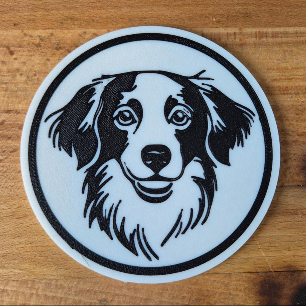 Kooikerhondje Untersetzer 4er Set schwarz weiß 10 cm Made in Germany