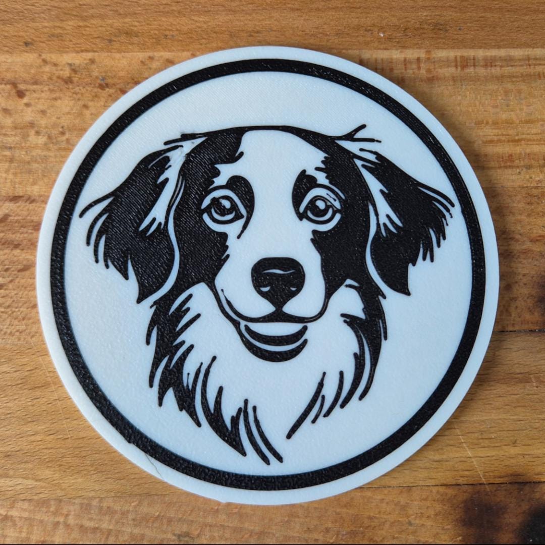 Kooikerhondje Untersetzer 4er Set schwarz weiß 10 cm Made in Germany