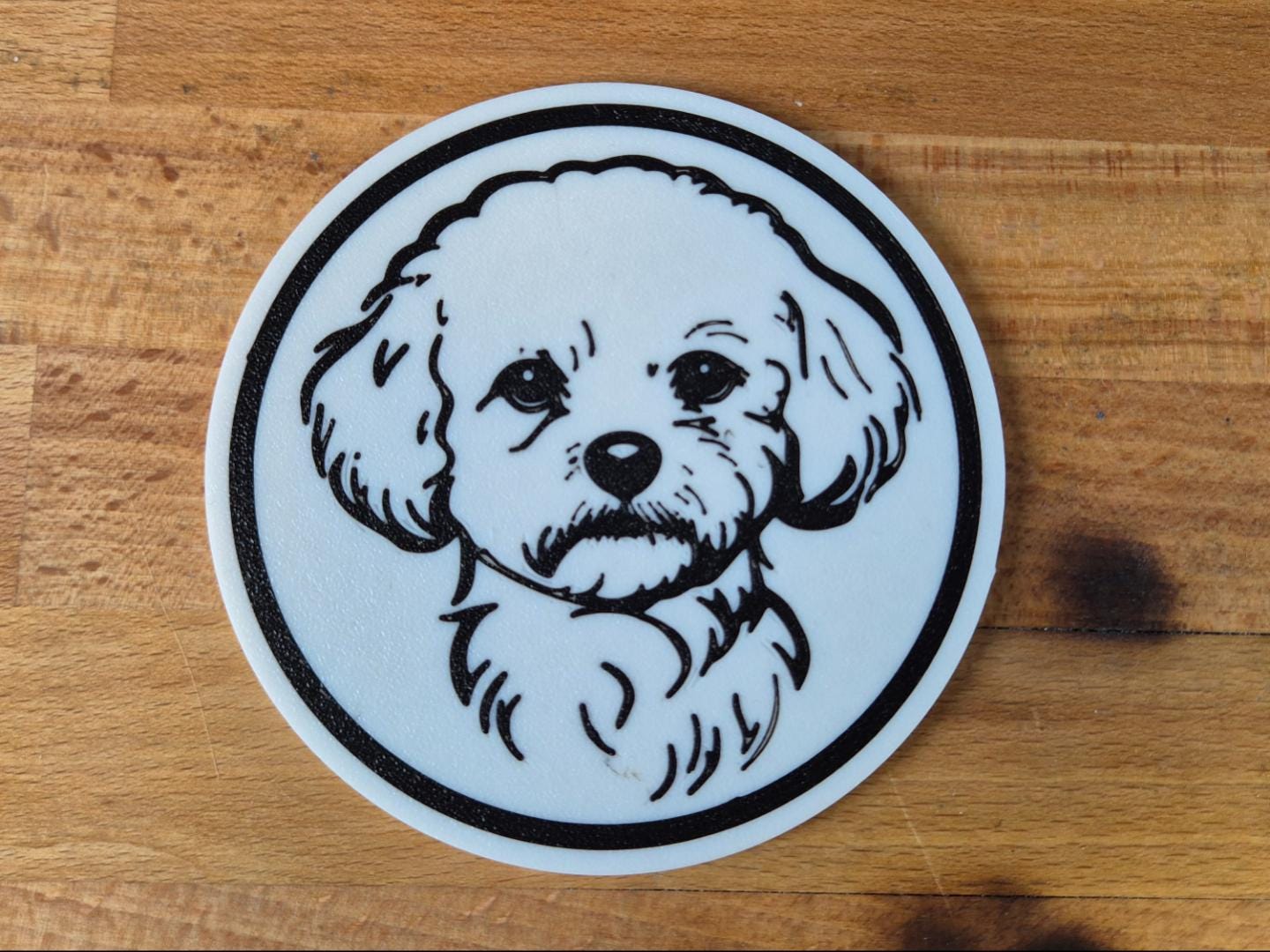 Bichon Frisé Untersetzer 4er Set schwarz weiß 10 cm Made in Germany
