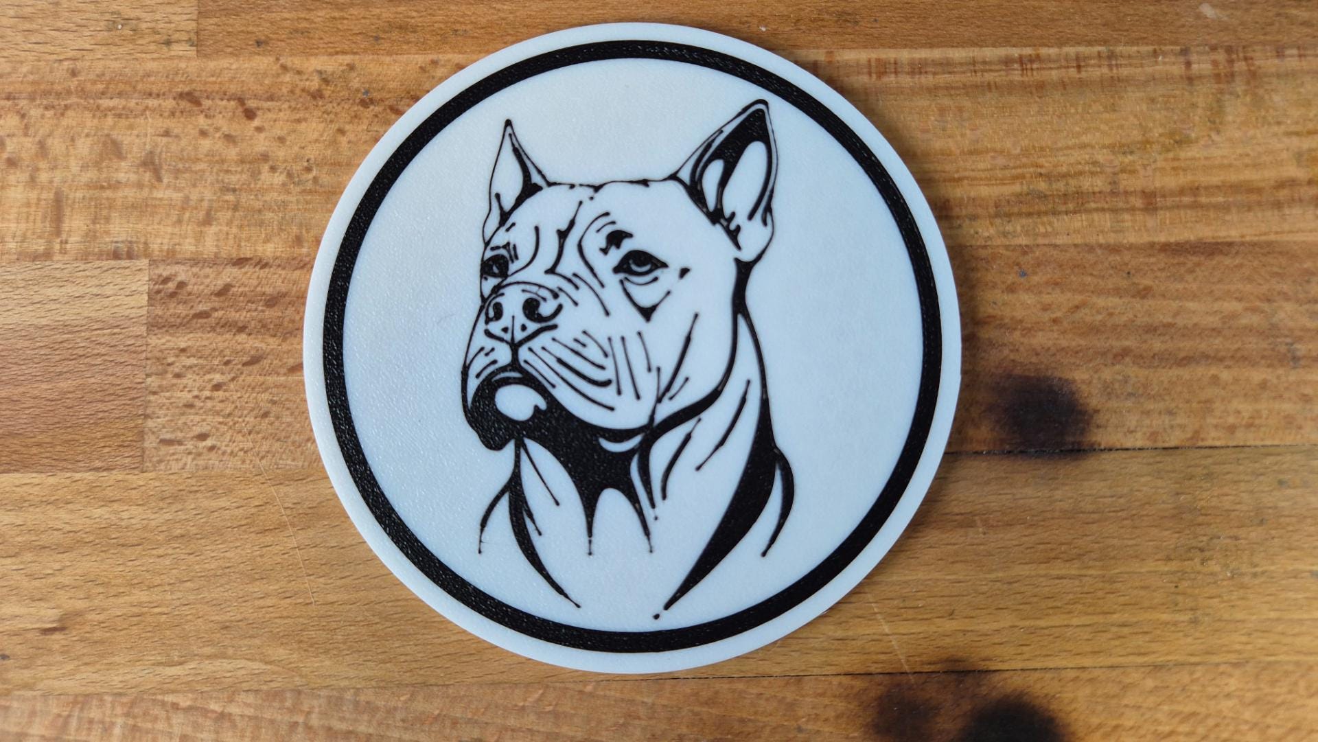 Dogo Argentino Untersetzer 4er Set schwarz weiß 10 cm Made in Germany