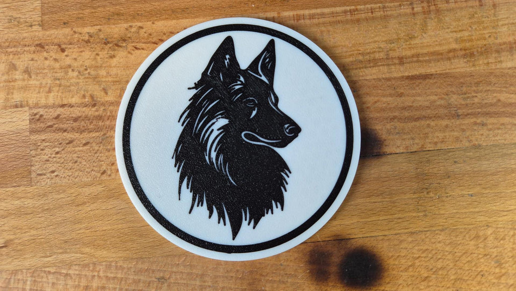 Belgischer Schäferhund Untersetzer 4er Set schwarz weiß 10 cm Made in Germany