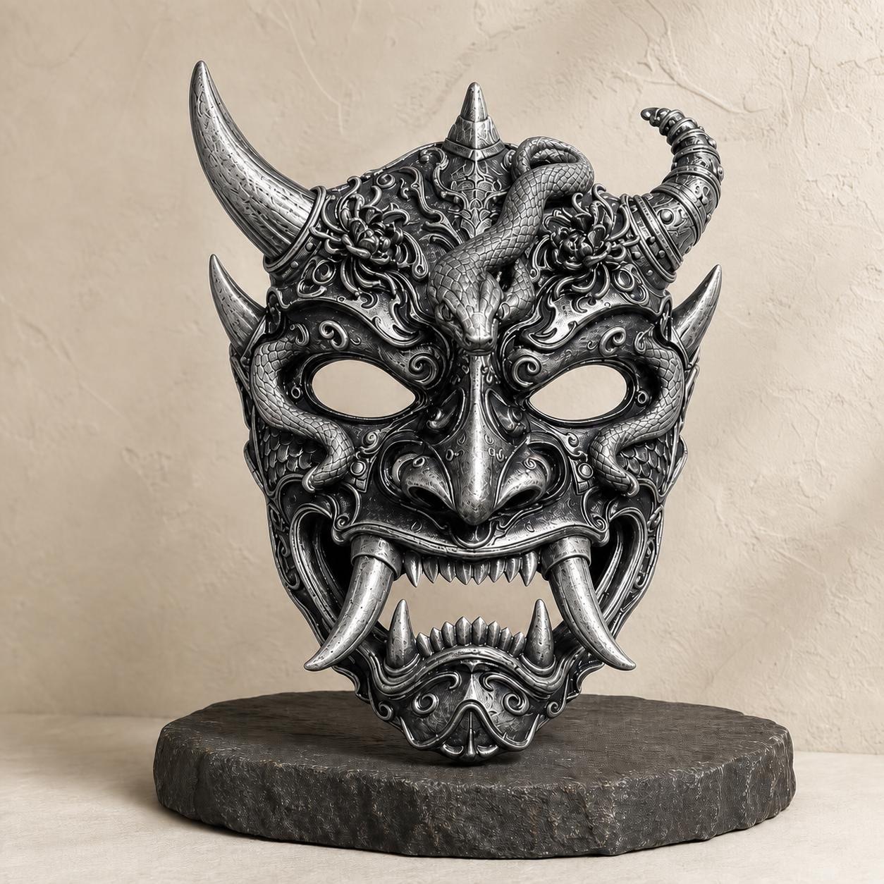 Samurai-Oni-Maske – tragbare Dämonenmaske | 3D-gedruckte Cosplay- & Wanddeko | 5 Größen und 7 Farben | Made in Germany FehnFactory