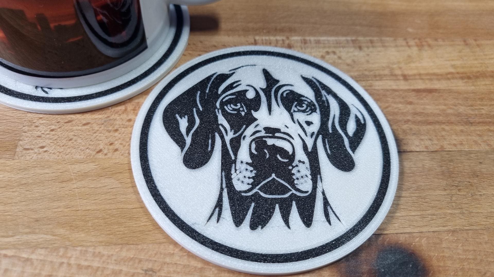 Weimaraner Untersetzer 4er Set schwarz weiß 10 cm Made in Germany