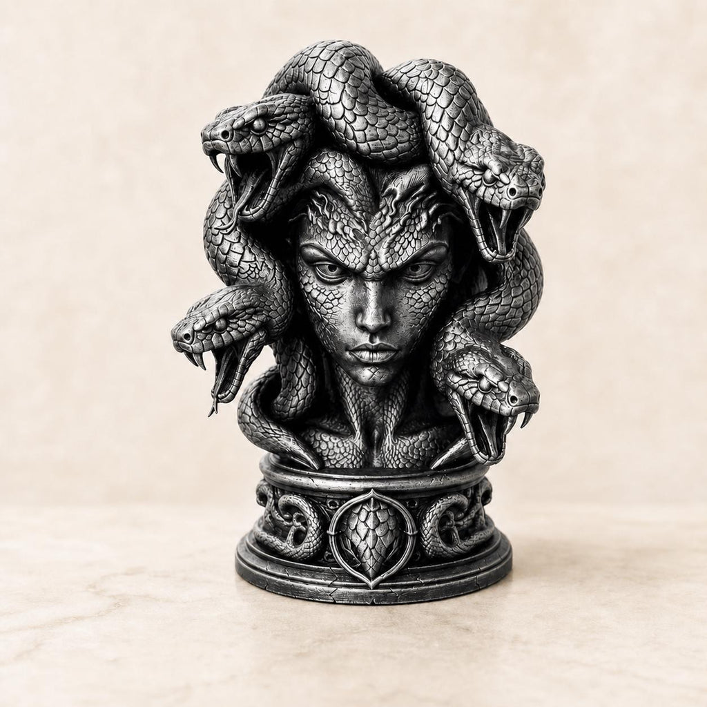 Medusa-Gorgonenbüste – mythologische Schlangenskulptur | 5 Größen & 7 Farben | Made in Germany FehnFactory