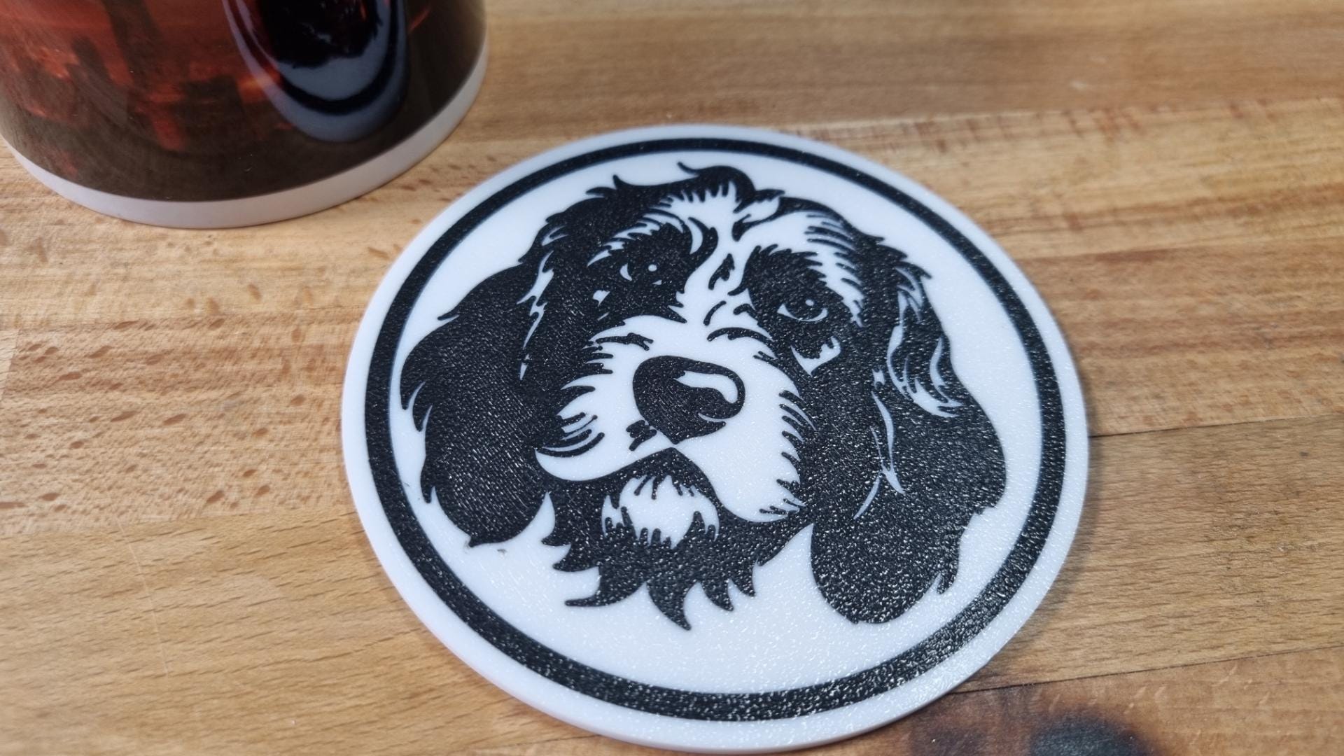 Cockapoo Untersetzer 4er Set schwarz weiß 10 cm Made in Germany