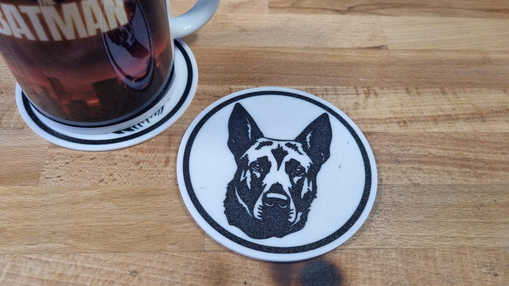 Belgischer Malinois Untersetzer 4er Set schwarz weiß 10 cm Made in Germany