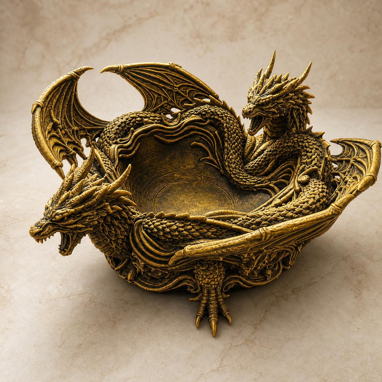 Zwillingsdrachen-Schale – Fantasy-Drachen Ablageschale | Schmuck, Schlüssel & Würfel | 5 Größen, 7 Farben | 3D-Druck Made in Germany FehnFactory