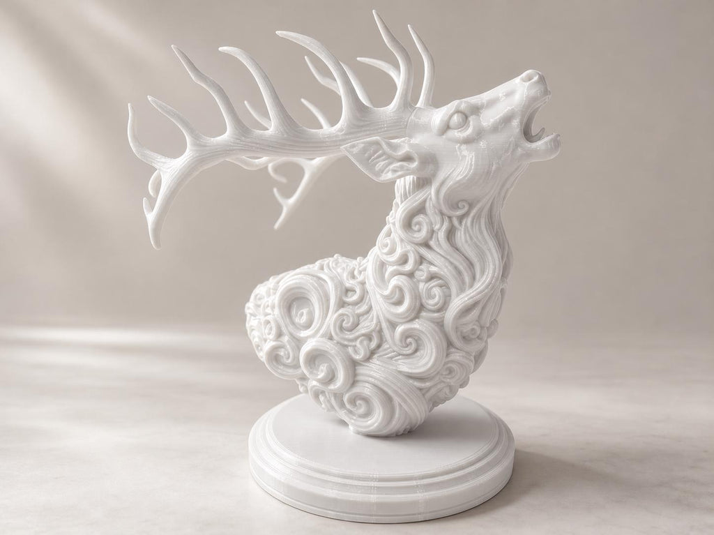 Antiker Hirschgeist – ornamentale Hirschbüste mit Geweih | Fantasy-Waldskulptur | 5 Größen, 7 Farben | 3D-Druck Made in Germany FehnFactory