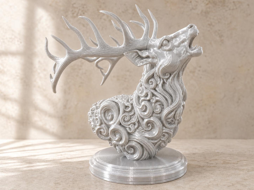 Antiker Hirschgeist – ornamentale Hirschbüste mit Geweih | Fantasy-Waldskulptur | 5 Größen, 7 Farben | 3D-Druck Made in Germany FehnFactory