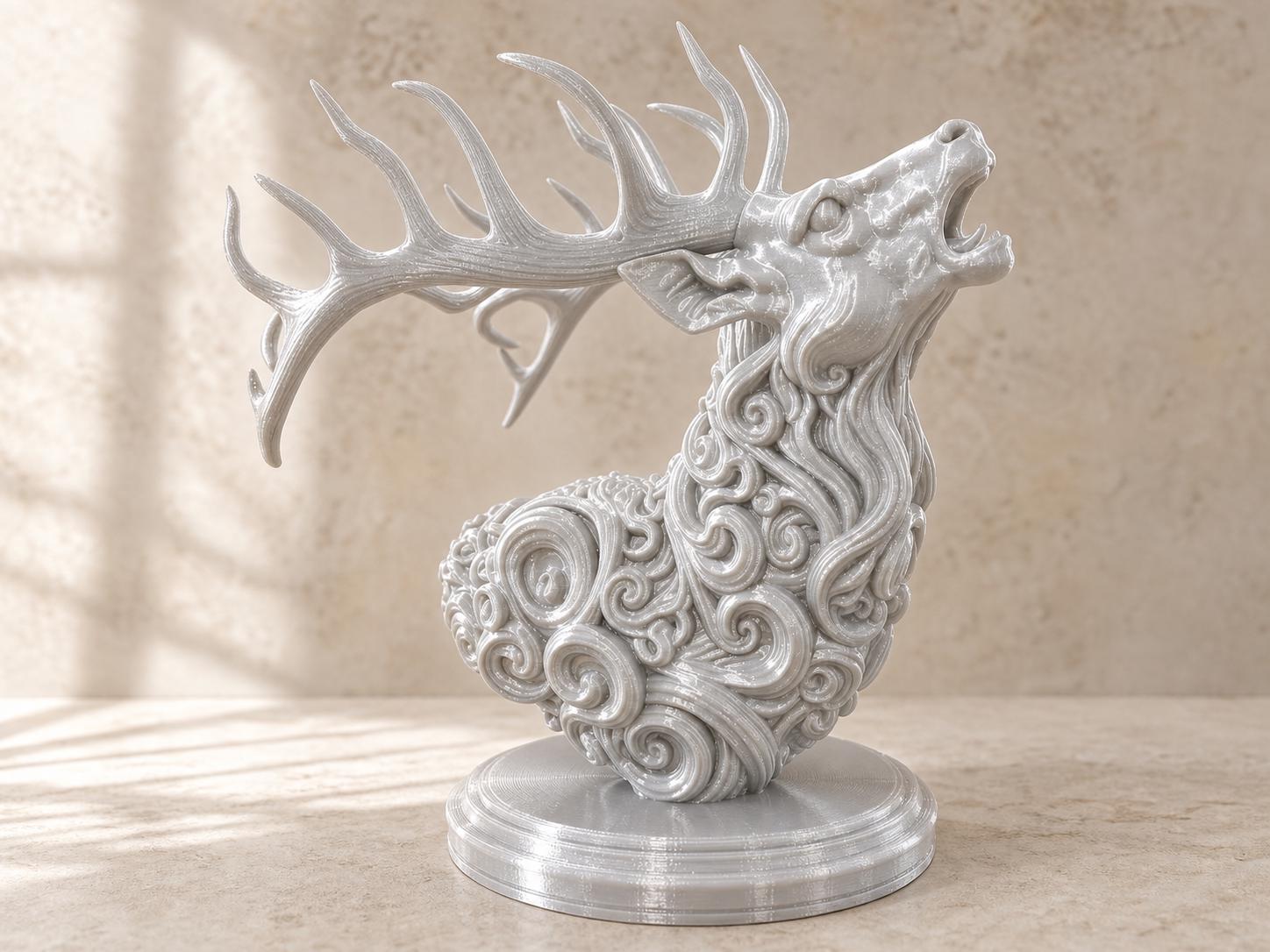 Antiker Hirschgeist – ornamentale Hirschbüste mit Geweih | Fantasy-Waldskulptur | 5 Größen, 7 Farben | 3D-Druck Made in Germany FehnFactory